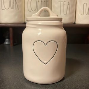 Rae dunn black heart baby size canister